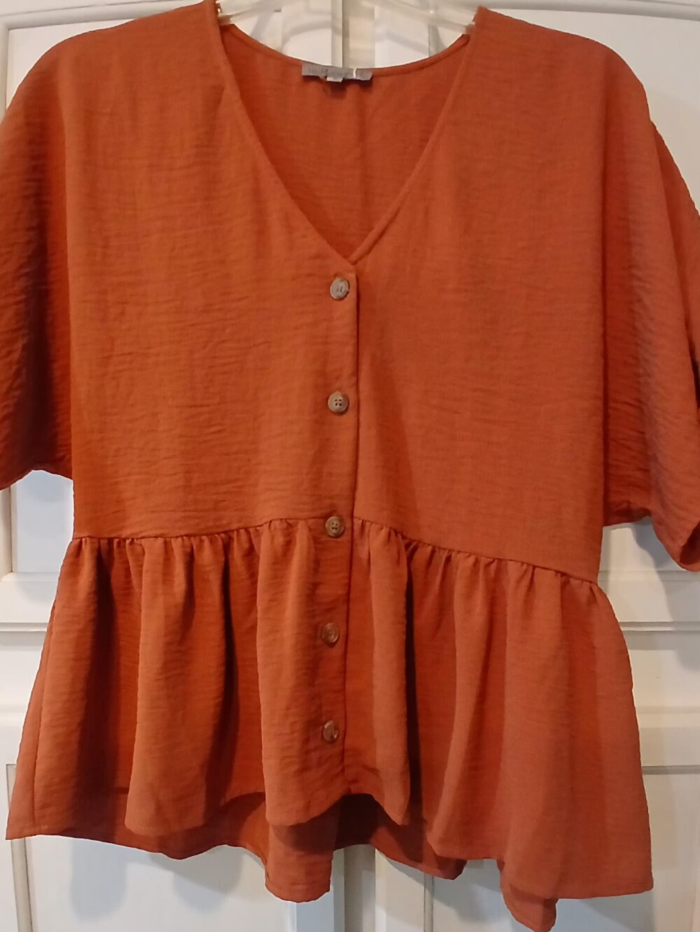 Wishlist Apparel  Clay Color Peplum Blouse Size S